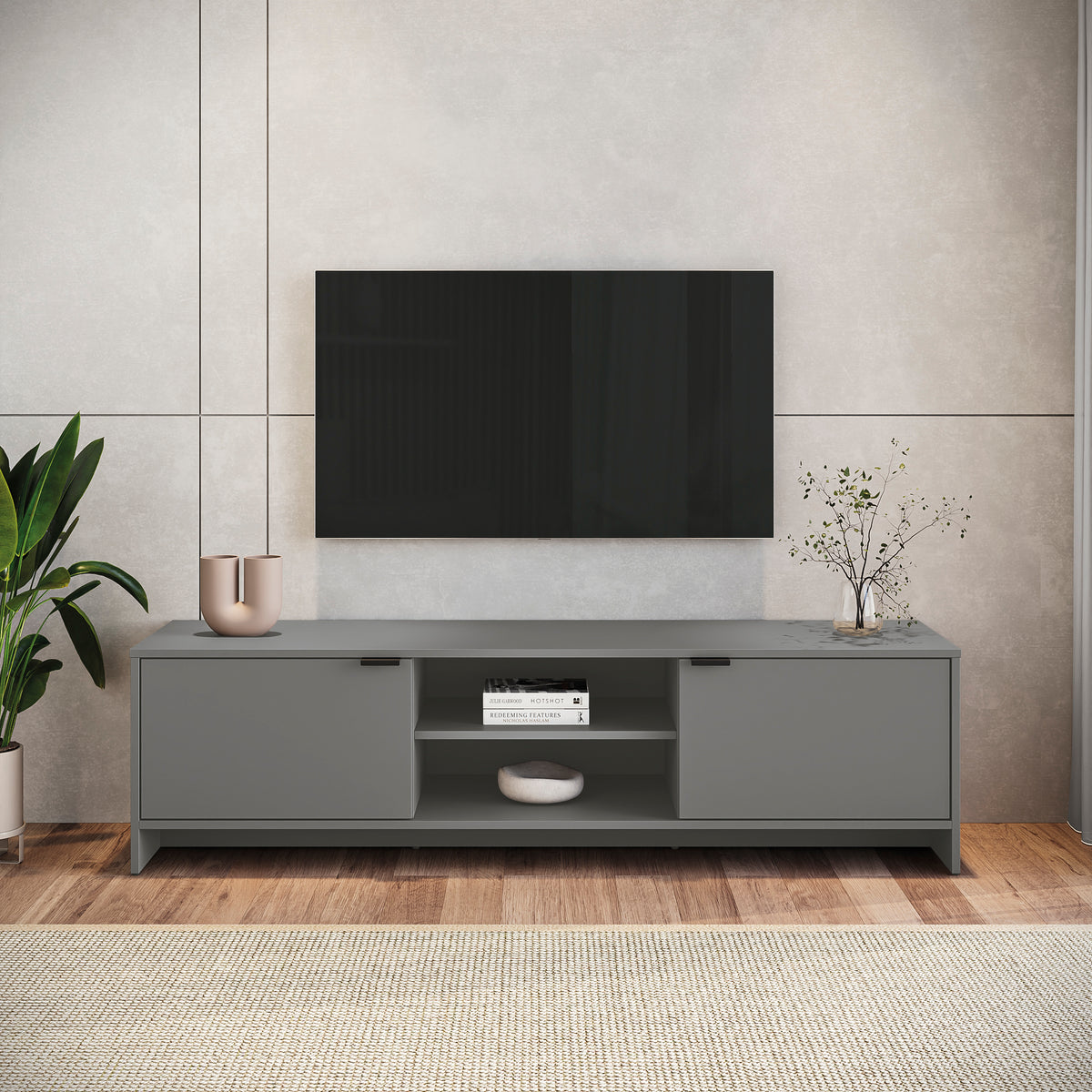 Mueble TV 65" 150cm 2 Puertas Kappesberg Gris