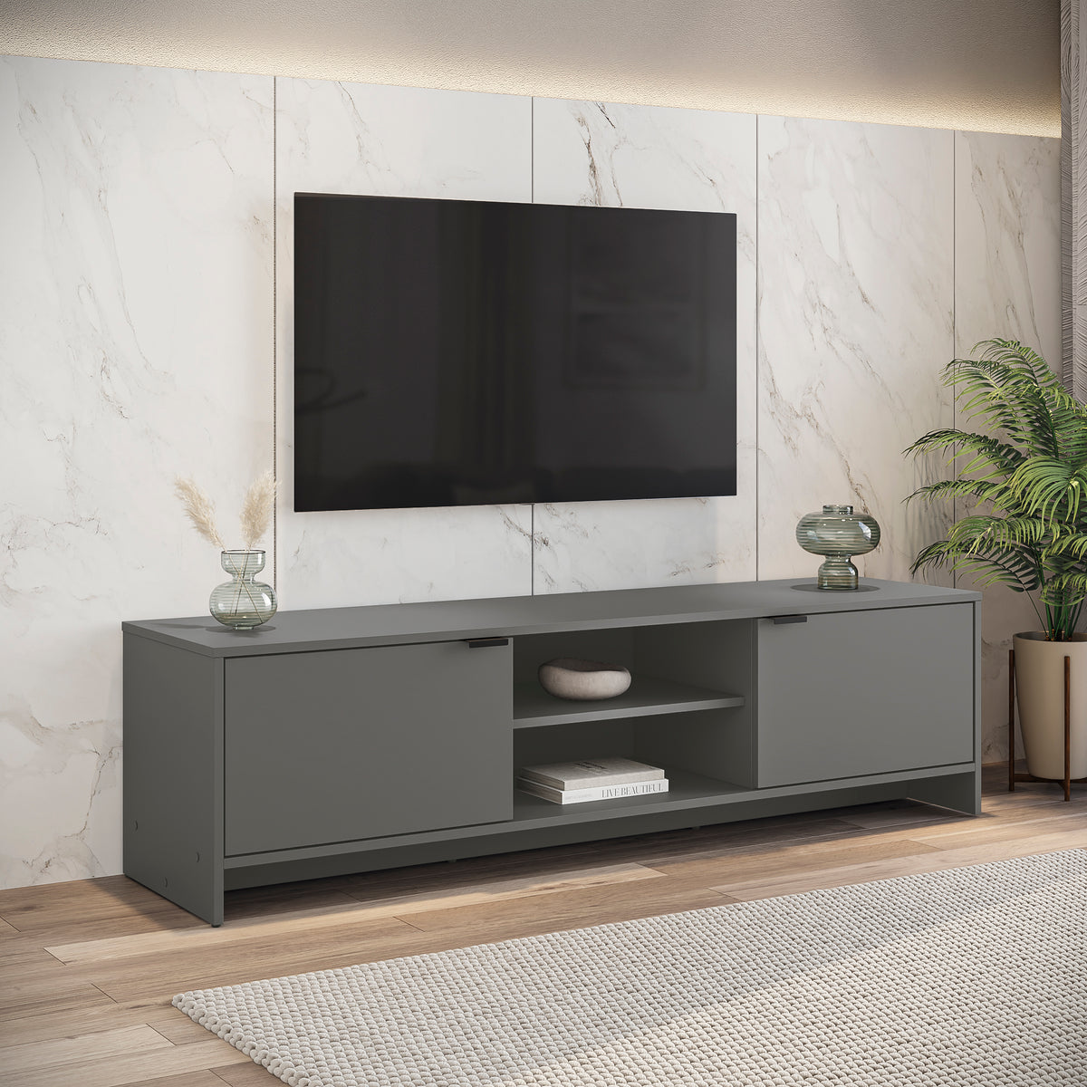 Mueble TV 65" 150cm 2 Puertas Kappesberg Gris