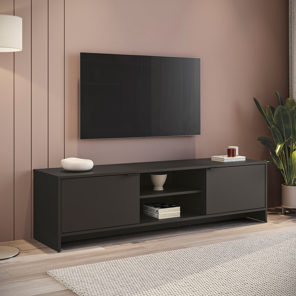 Mueble TV 65" 150cm 2 Puertas Kappesberg Negro