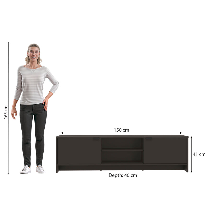Mueble TV 65" 150cm 2 Puertas Kappesberg Negro