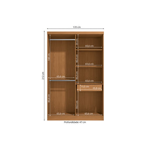 Ropero Closet Individual Kappesberg 4 Puertas 1 Cajón Canela
