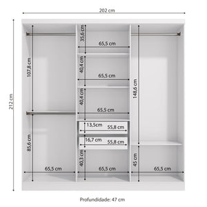 Ropero Closet Matrimonial Kappesberg 6 Puertas Blanco