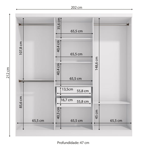 Ropero Closet Matrimonial Kappesberg 6 Puertas Blanco