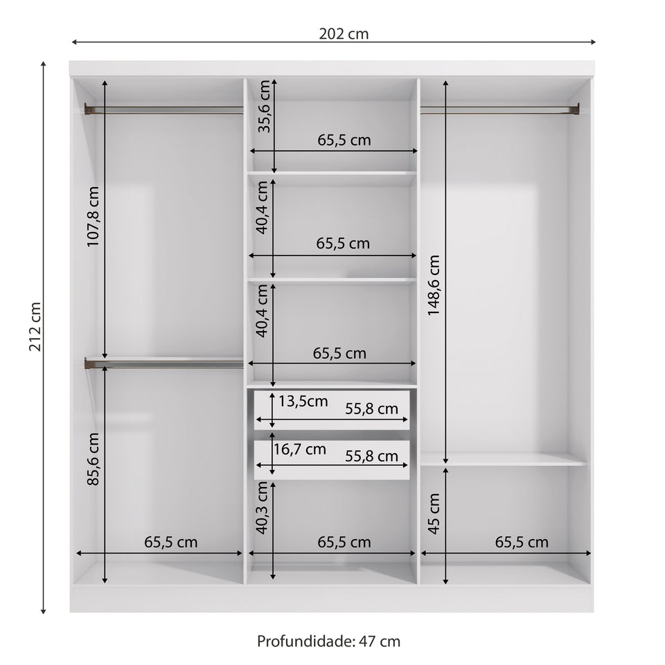 Ropero Closet Matrimonial Kappesberg 6 Puertas Blanco