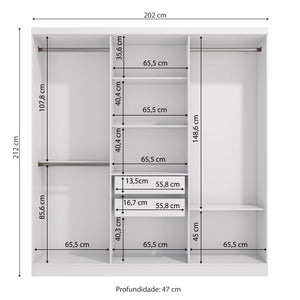 Closet Matrimonial Ropero Kappesberg 6 Puertas Blanco