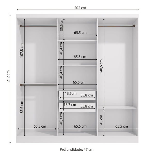 Closet Matrimonial Ropero Kappesberg 6 Puertas Blanco