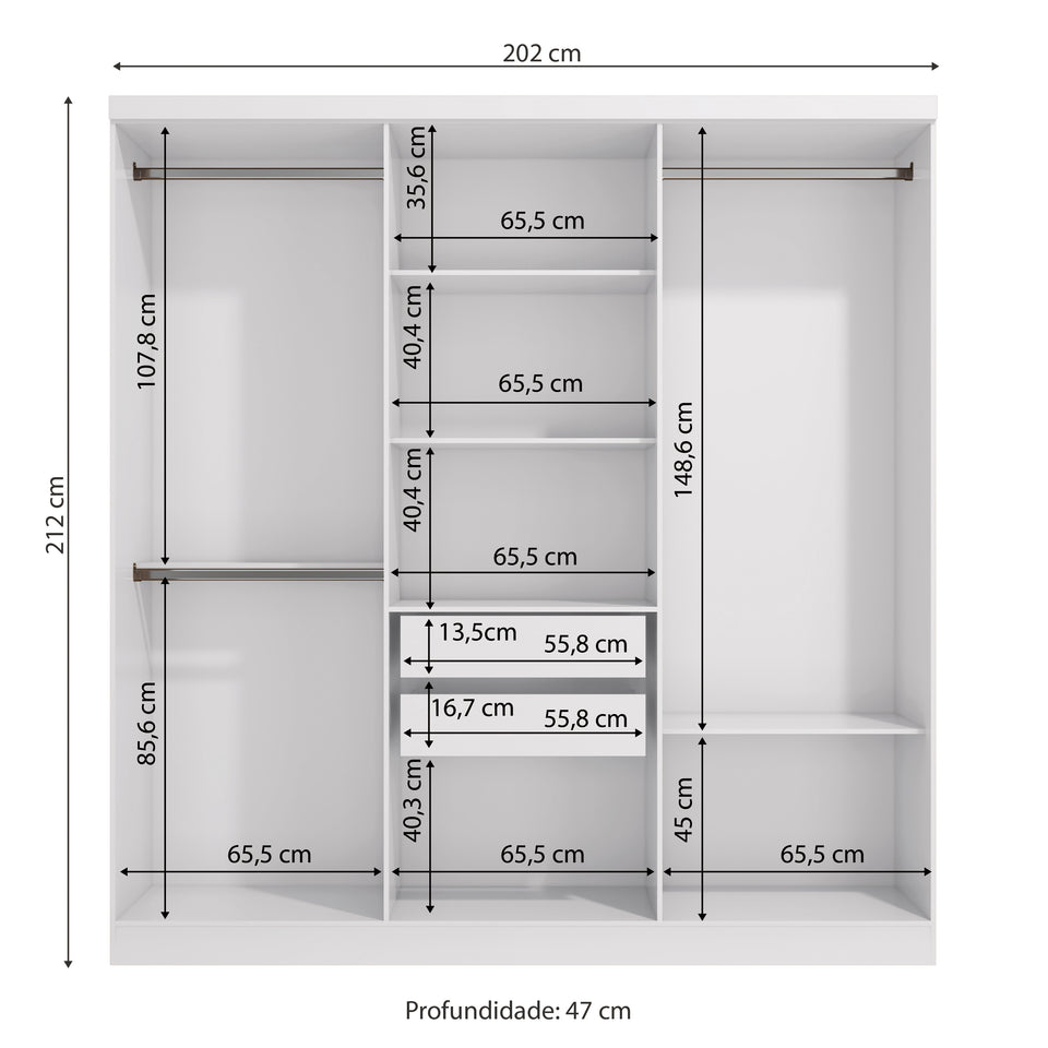 Closet Matrimonial Ropero Kappesberg 6 Puertas Blanco