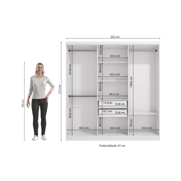 Ropero Closet Matrimonial Kappesberg 6 Puertas Blanco