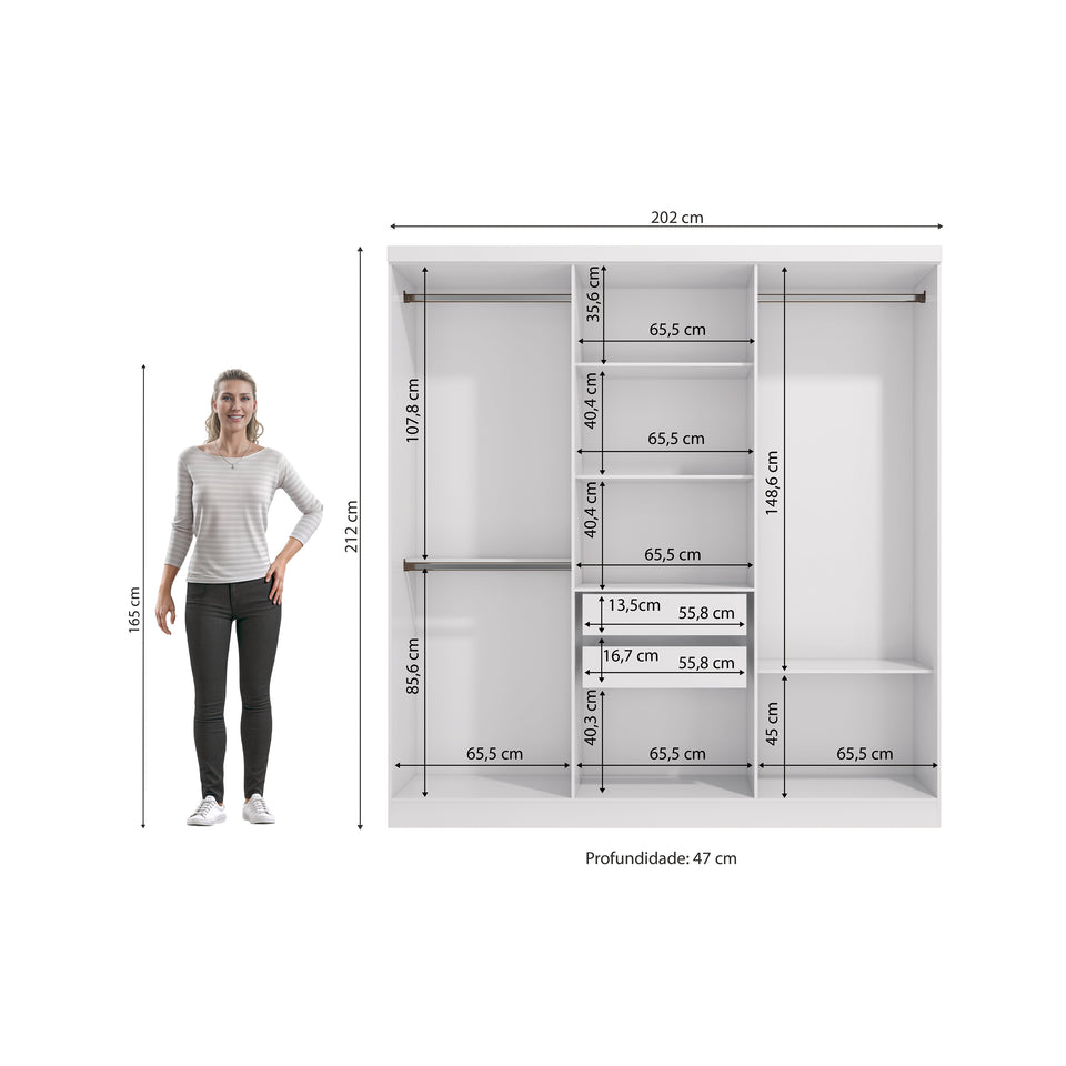 Closet Ropero Matrimonial 6 Puertas Blanco Kappesberg