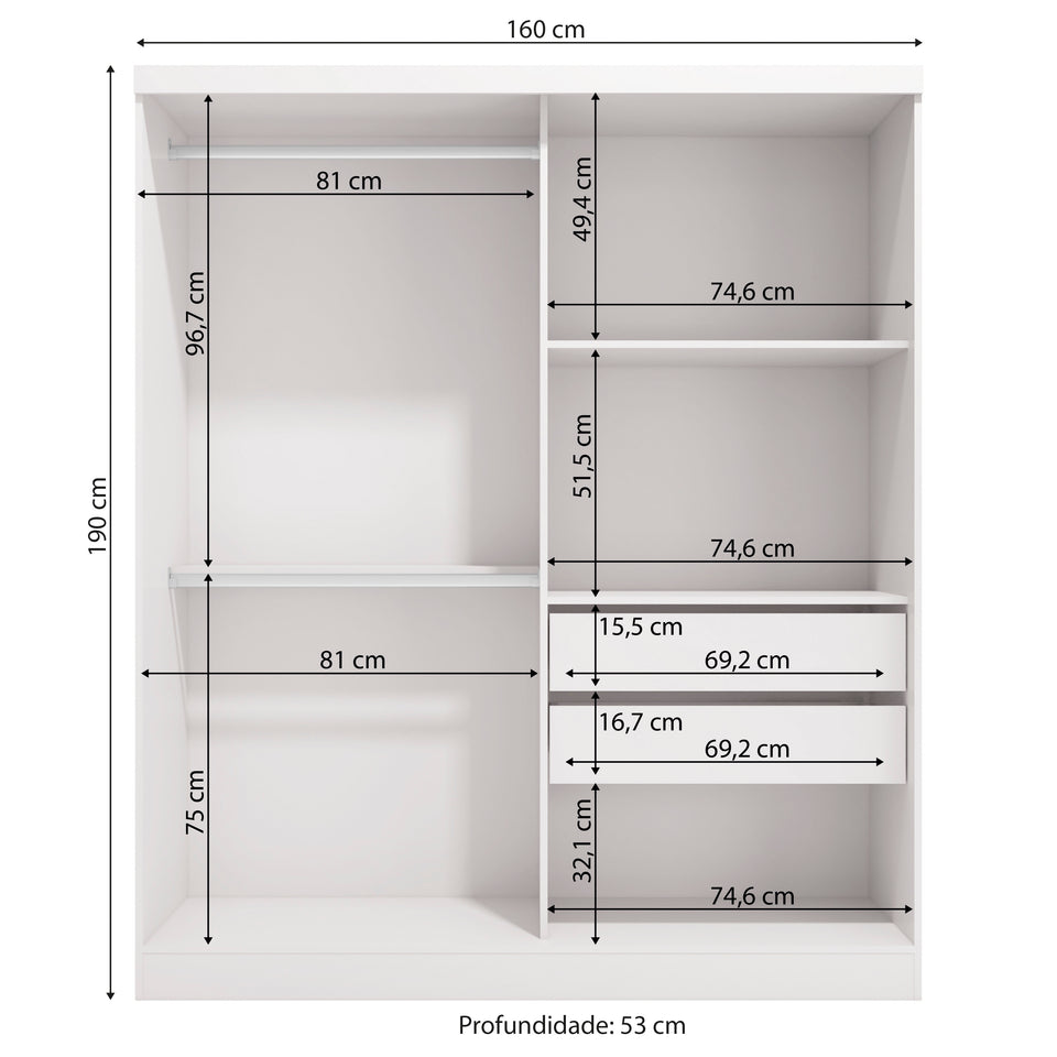 Ropero Closet Individual Kappesberg 2 Puertas Blanco