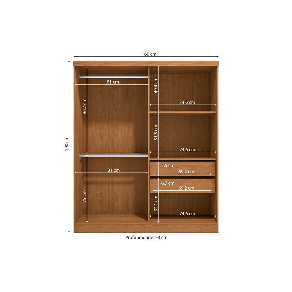 Ropero Closet Individual Kappesberg 2 Puertas Canela