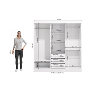 Ropero Closet Matrimonial Kappesberg 3 Puertas y 1 Espejo