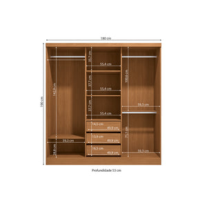 Ropero Closet Matrimonial Kappesberg 3 Puertas Canela