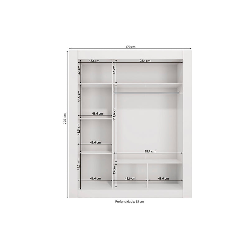 Ropero Closet Matrimonial Kappesberg 3 Puertas Blanco