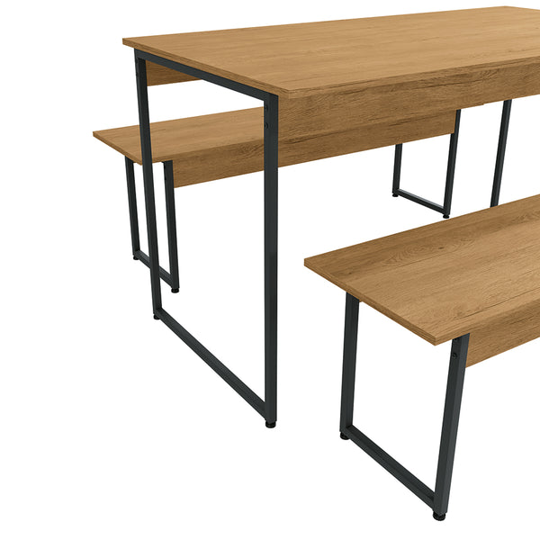 Juego de Comedor Industrial Kappesberg 136cm 2 Bancos Freijó