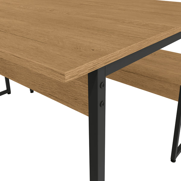 Juego de Comedor Industrial Kappesberg 136cm 2 Bancos Freijó