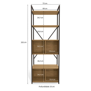 Estantería Librero Industrial Kappesberg 4 Repisas Freijó