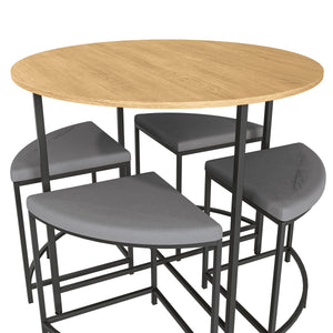 Juego Comedor Redondo Industrial Kappesberg 4 Bancos Freijó