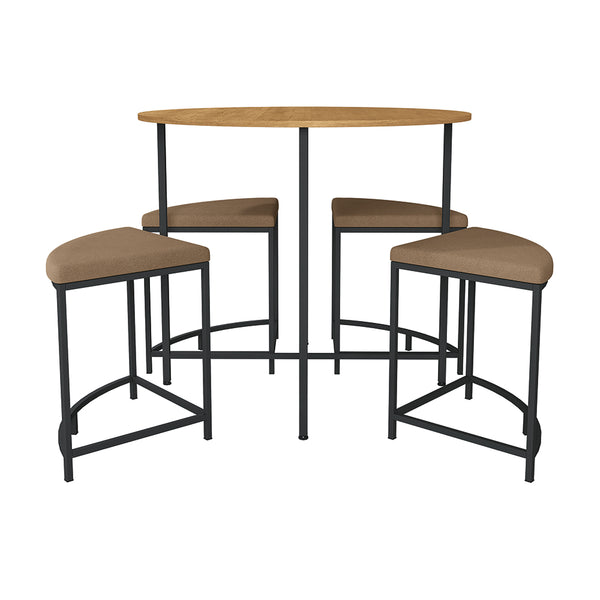 Juego Comedor Redondo Industrial Kappesberg 4 Bancos Freijó