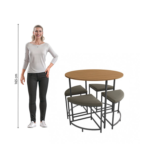 Juego Comedor Redondo Industrial Kappesberg 4 Bancos Freijó