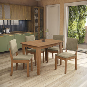 Juego Comedor Kappesberg 1.2m con 4 Sillas Luna Canela/Beige