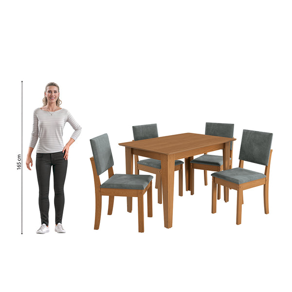 Juego Comedor Kappesberg 1.2m con 4 Sillas Luna Canela/Gris