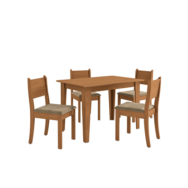 Juego Comedor Kappesberg 1.2m con 4 Sillas Cora Canela/Beige