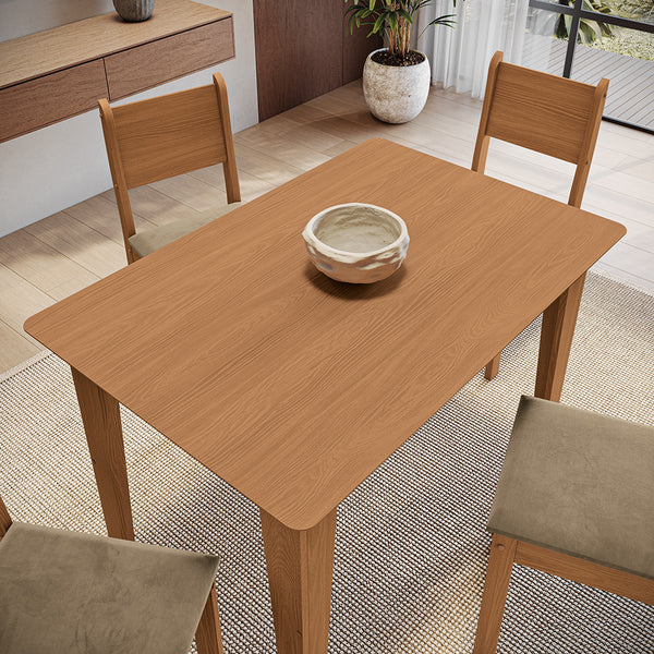 Juego Comedor Kappesberg 1.2m con 4 Sillas Cora Canela/Beige