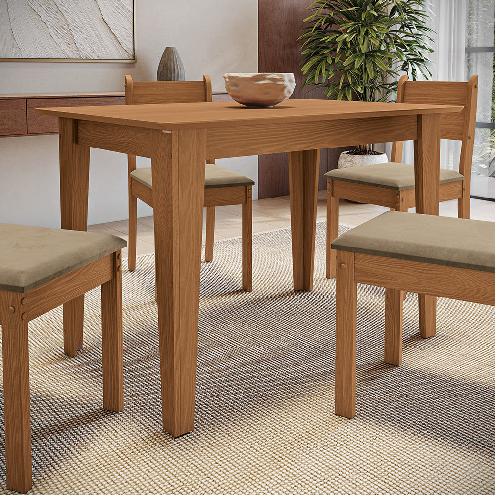Juego Comedor Kappesberg 1.2m con 4 Sillas Cora Canela/Beige