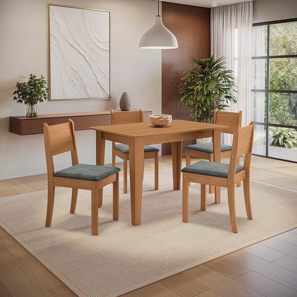 Juego Comedor Kappesberg 1.2m con 4 Sillas Cora Canela/Gris