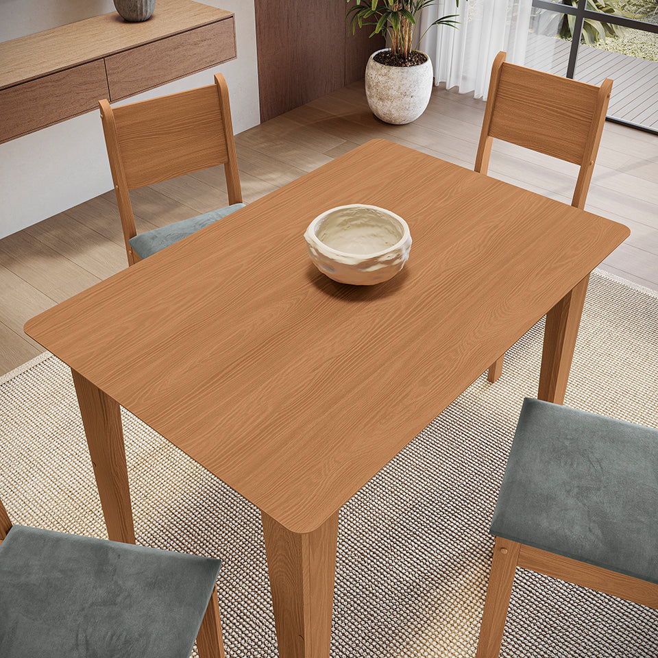 Juego Comedor Kappesberg 1.2m con 4 Sillas Cora Canela/Gris