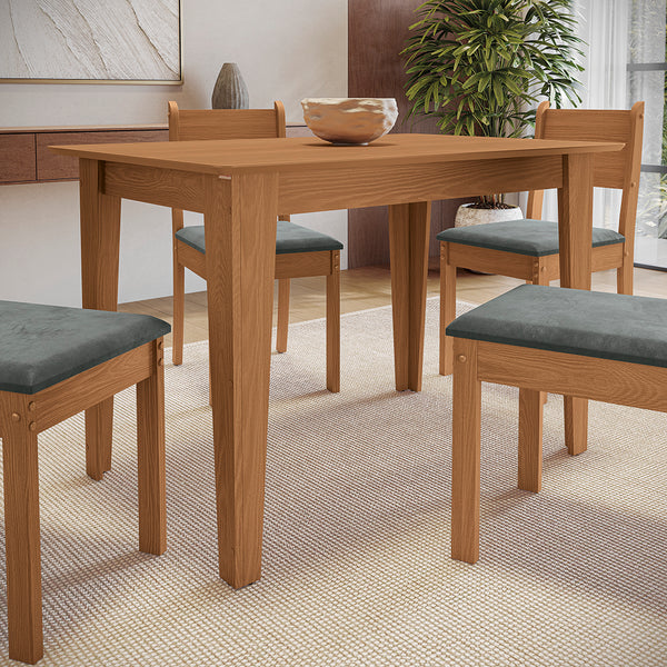 Juego Comedor Kappesberg 1.2m con 4 Sillas Cora Canela/Gris