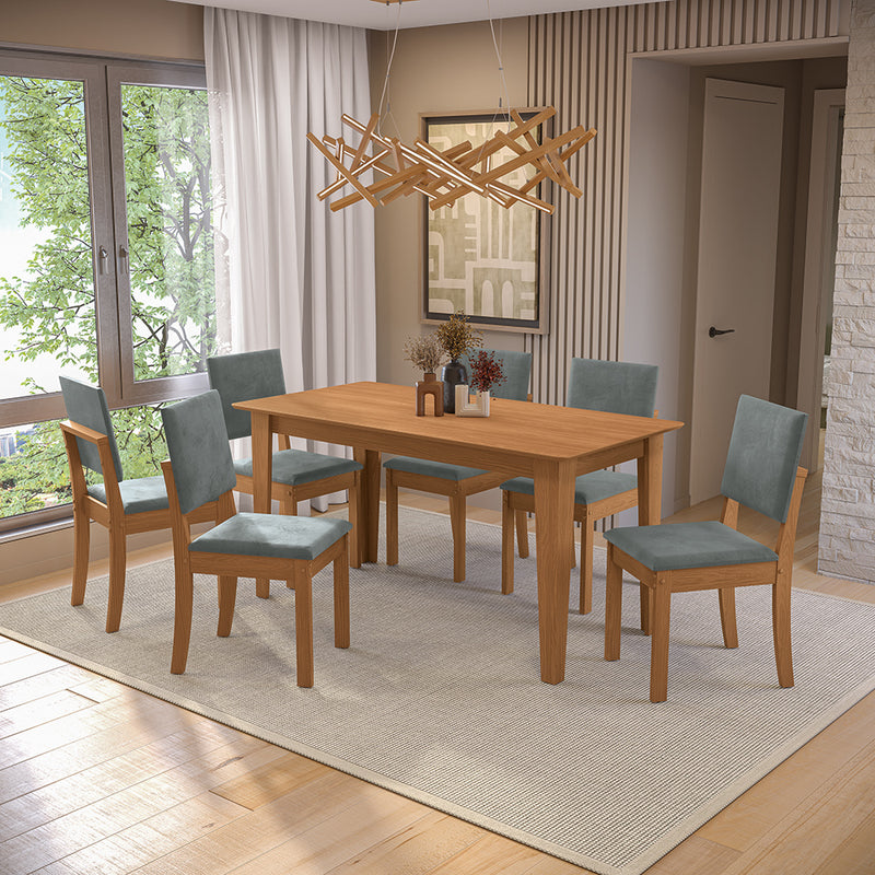 Juego Comedor Kappesberg 1.6m con 6 Sillas Luna Canela/Gris