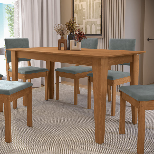 Juego Comedor Kappesberg 1.6m con 6 Sillas Luna Canela/Gris