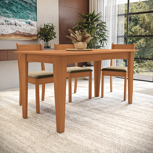 Juego Comedor Kappesberg 1.6m con 6 Sillas Cora Canela/Beige