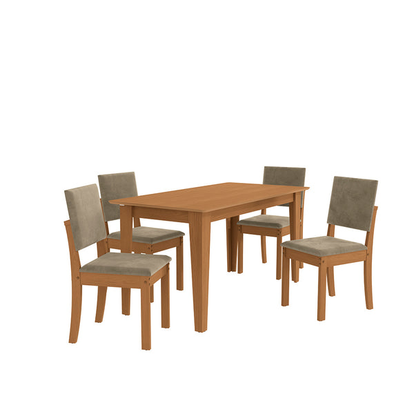 Juego Comedor Kappesberg 1.6m con 4 Sillas Luna Canela/Beige