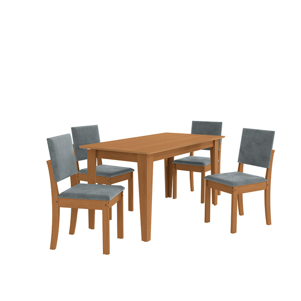 Juego Comedor Kappesberg 1.6m con 4 Sillas Luna Canela/Gris