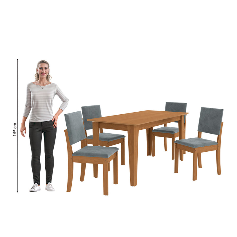 Juego Comedor Kappesberg 1.6m con 4 Sillas Luna Canela/Gris