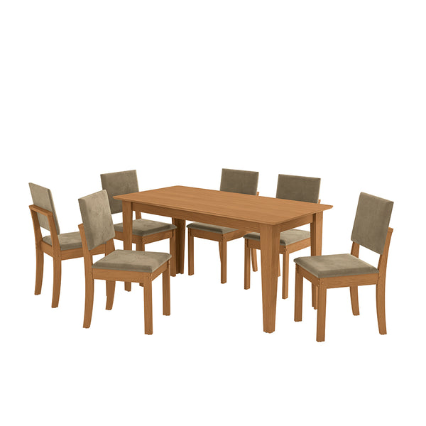 Juego Comedor Kappesberg 1.6m con 6 Sillas Luna Canela/Beige