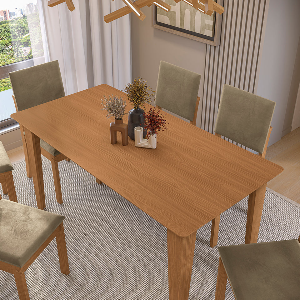 Juego Comedor Kappesberg 1.6m con 6 Sillas Luna Canela/Beige