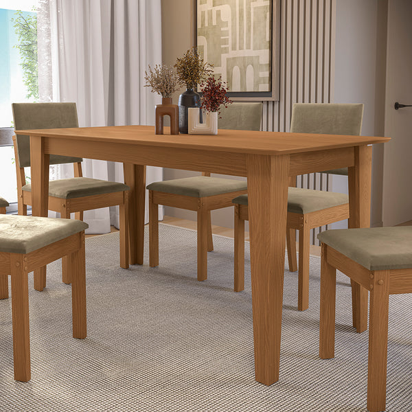 Juego Comedor Kappesberg 1.6m con 6 Sillas Luna Canela/Beige