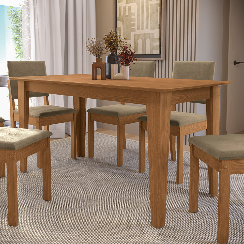 Juego Comedor Kappesberg 1.6m con 6 Sillas Luna Canela/Beige