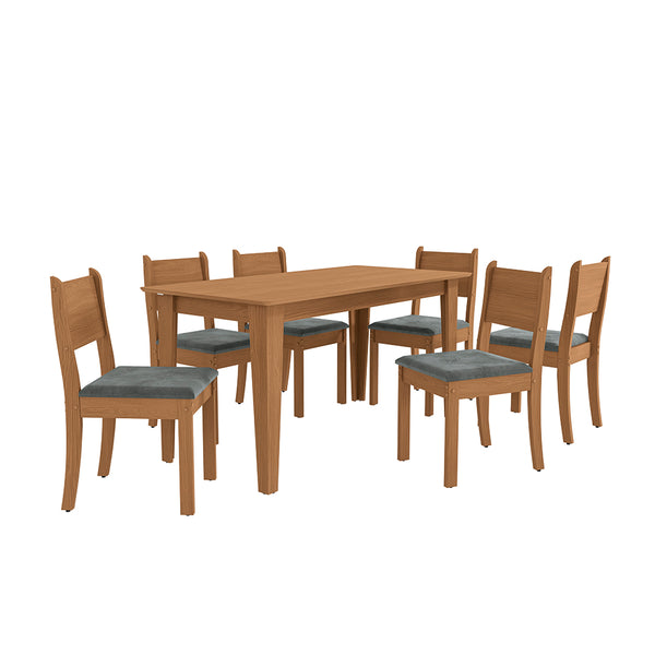 Juego Comedor Kappesberg 1.6m con 6 Sillas Cora Canela/Gris