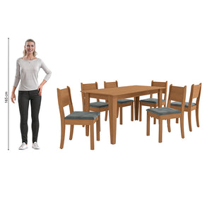 Juego Comedor Kappesberg 1.6m con 6 Sillas Cora Canela/Gris