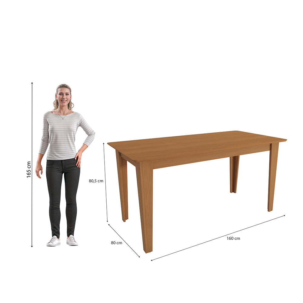 Juego Comedor Kappesberg 1.6m con 4 Sillas Cora Canela/Gris