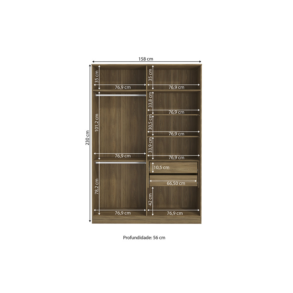 Ropero Closet Matrimonial Kappesberg 4 Puertas Marrón/Blanco
