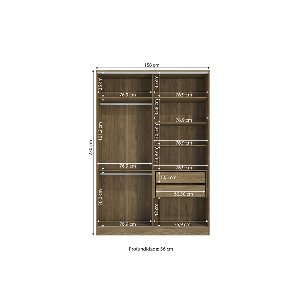 Ropero Closet Matrimonial Kappesberg 2 Puertas Marrón/Blanco