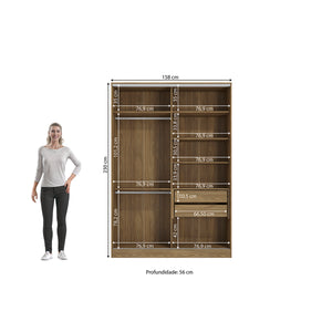Ropero Closet Matrimonial Kappesberg 2 Puertas Marrón/Blanco