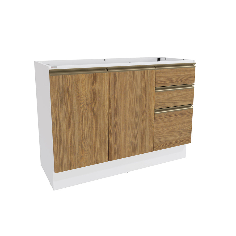 Gabinete Inferior 120cm Cajones Kappesberg Blanco/Marrón