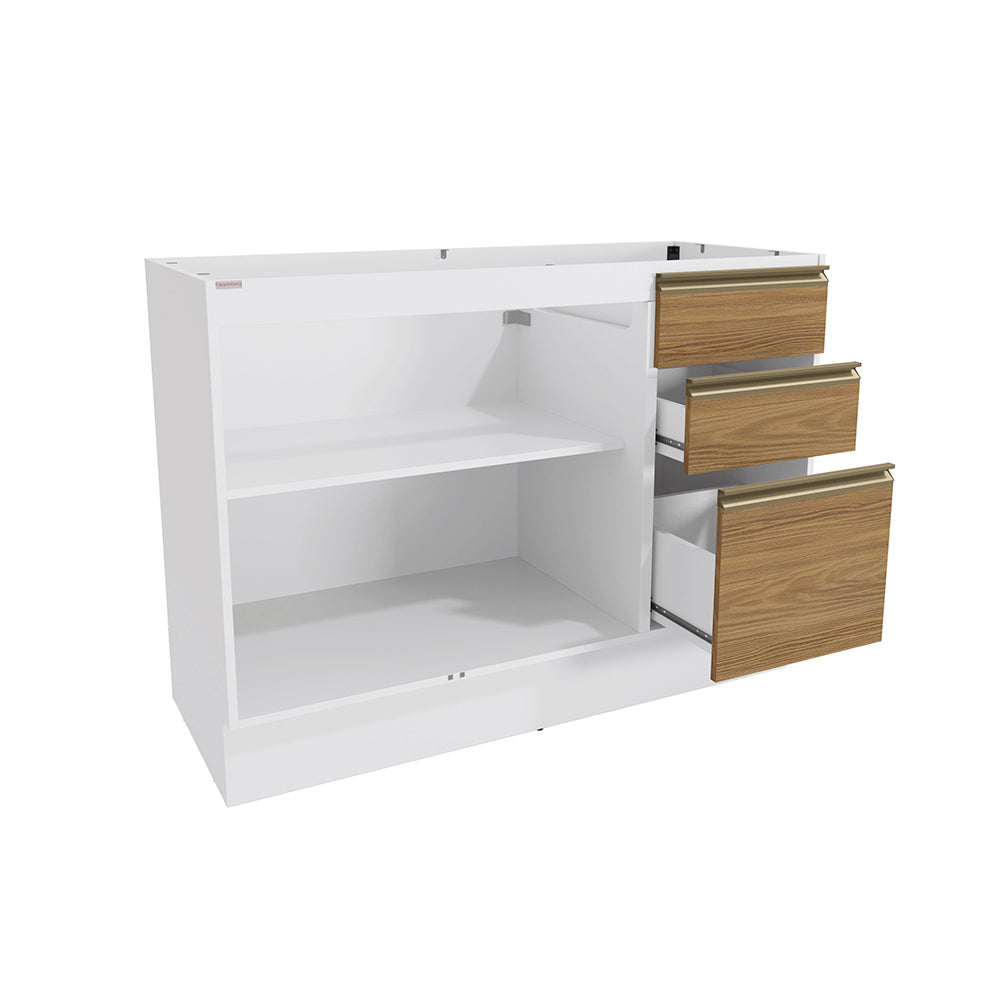 Gabinete Inferior 120cm Cajones Kappesberg Blanco/Marrón